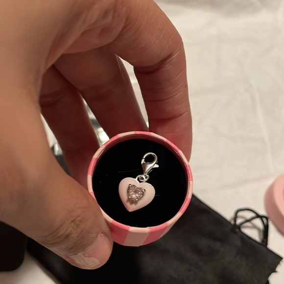 Charm pendant heart with pink stones silver - Picture 2 of 9